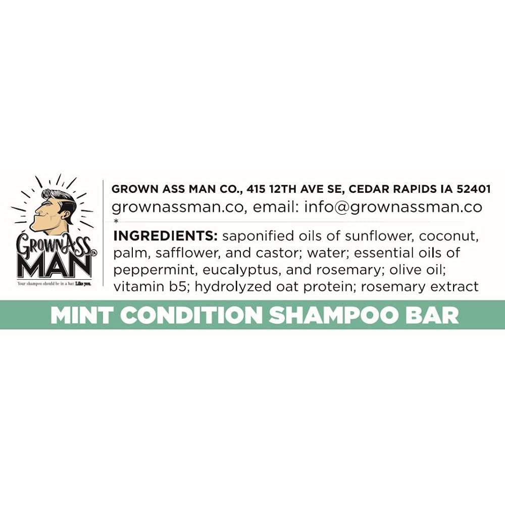 Solid Shampoo Bar Rich Lather 3 in 1: Hair, Beard & Body Wash - Plastic Free & Eco-Friendly, Natural & Organic Clean for All Hair Types, 4oz Bar (Mint Condition, 6-Pack)