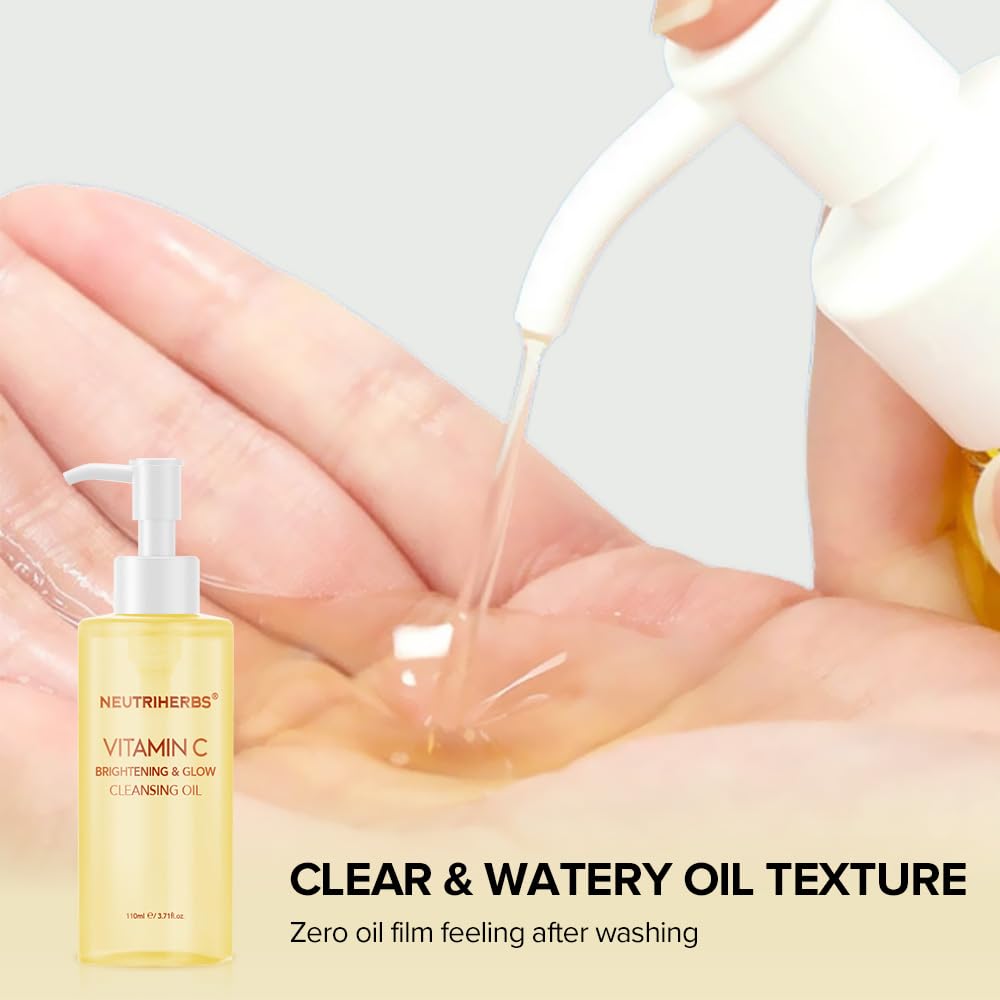 Neutriherbs Makeup Remover Oil Cleanser, Vitamin C Cleansing Oil for Long Last and Waterproof Makeup, Sunscreen, Fit All Skin Type - 3.71 Fl.Oz