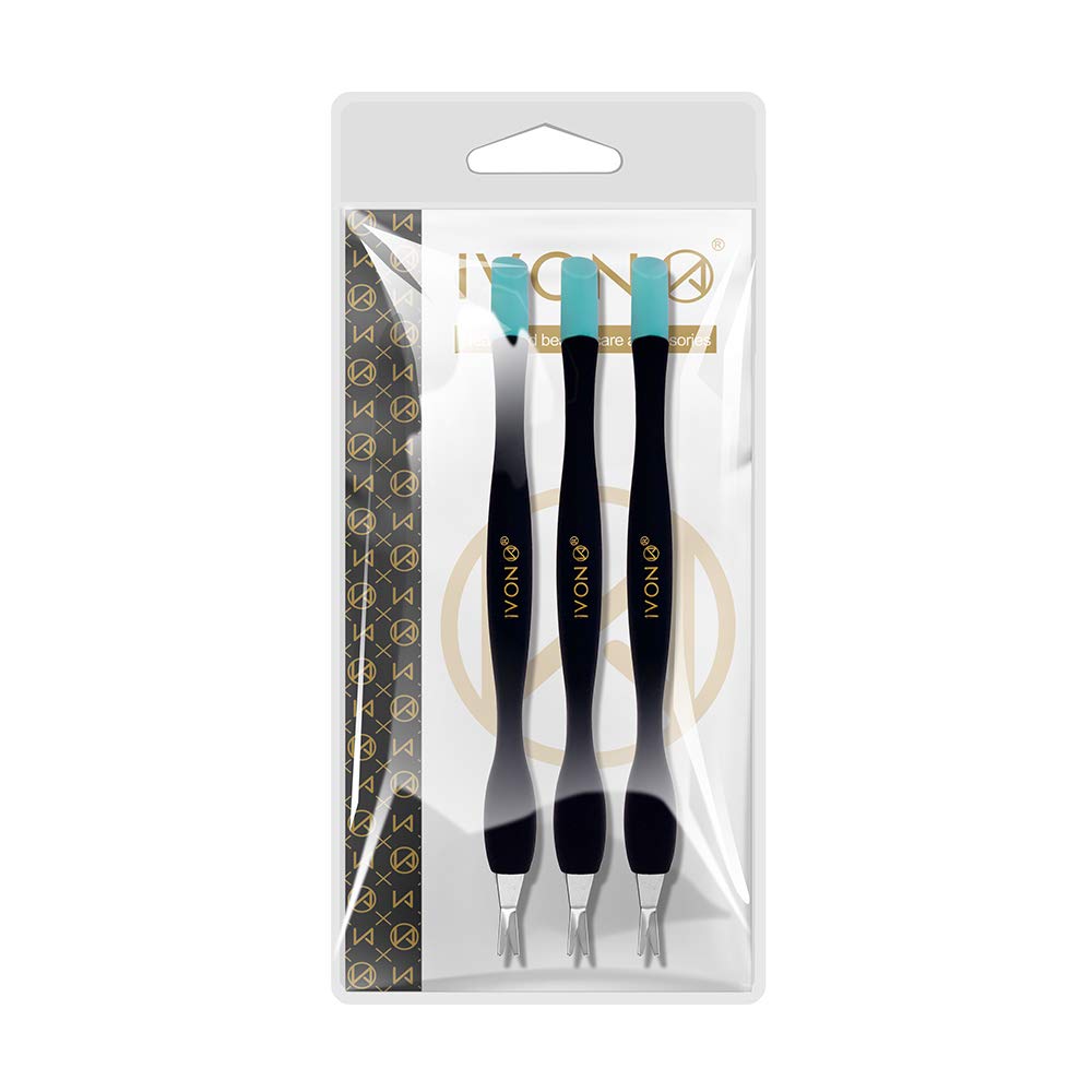 IVON 3 Pack Cuticle Trimmer Pusher Remover, Rubber Tip Gentle on Nail Bed