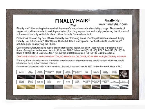 Hair Building Fibers 25 gram (ammonium chloride free) Refill Bag by Finally Hair. Compatible Replacement/Refill for Toppik Xfusion (Light Brown)