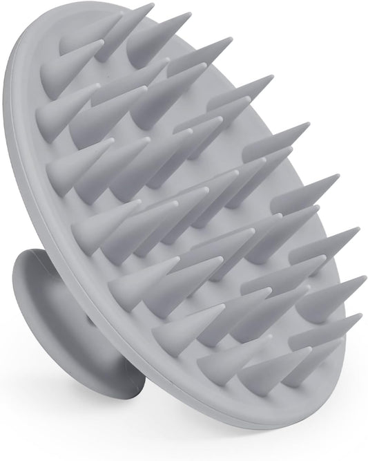 Silicone Scalp Massager Shampoo Brush, Scalp Brush for Hair Growth & Dandruff Removal, Hair Scrubber Scalp Stimulator Exfoliator Brush with Soft Bristles for Wet Dry Scalp Care (Grey)