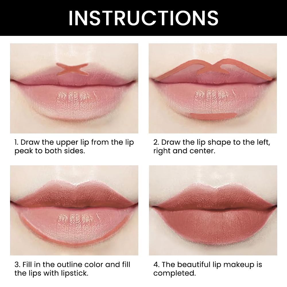 evpct 1Pcs Fairest Nude Velvet Matte Lip Liner and Lipstick Combo Set Kit for Women, Magic 24 Hours Lipstick and Lip Liner Makeup Set Stain Long Lasting Waterproof labial, 47#