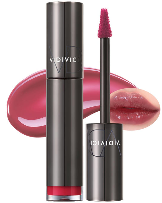 VIDIVICI Millennial Tint Glit - Transfer Proof Moisture Korean Lip Tint with Long-Lasting Color, Lightweight Water Jelly Texture, Hydrating & Smudge-Free Lip Stain, 0.13oz (03 LOVE GROSE)