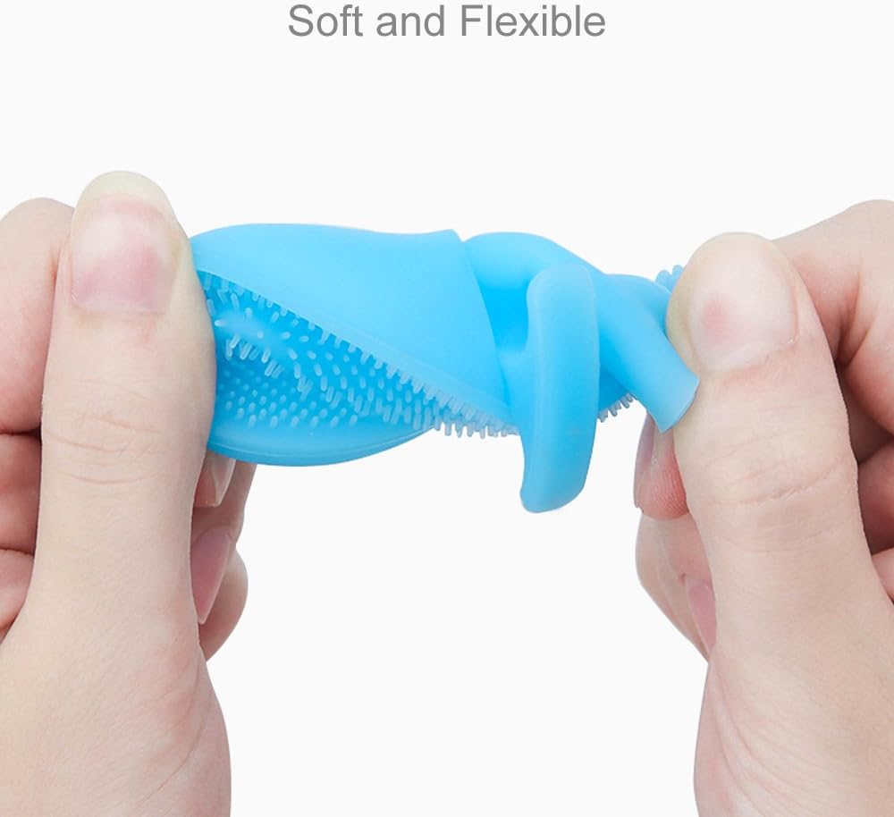 INNERNEED Soft Silicone Facial Cleansing Brush Manual Face Scrubber Exfoliating Massage Scrub Acne Blackheads Remove Handheld Pads for Sensitive, Delicate, Dry Skin (Pack of 2)
