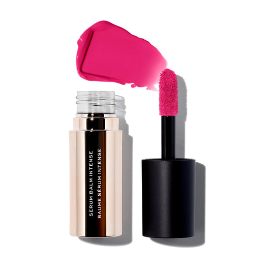 MAKE Beauty Serum Balm Intense, Hydrating Lip Gloss. Pigmented Vegan Moisturizing Lip Oil with Plumping Effect. Lip Emollient Treatment for Soft, Smooth, Shiny Lips - Shade, Pink Cerise+