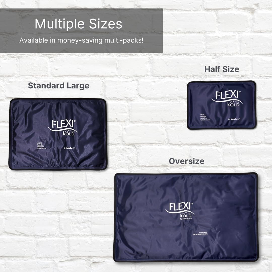 2 FlexiKold Gel Ice Packs - Ice Packs for Injuries Reusable, Back Pain Relief, Knee Ice Pack Wrap, After Surgery, Ice Pack for Knee - 6303-COLD-2PK by NatraCure - Medium – 2PK