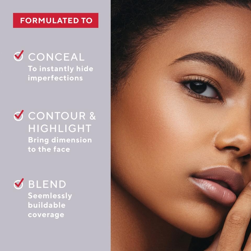 Mirabella Invincible For All Perfecting Under Eye Concealer Full Coverage - Hydrating Makeup Concealer for Dark Circles, Fine Lines & Wrinkles w/Hyaluronic Acid - Tan T180