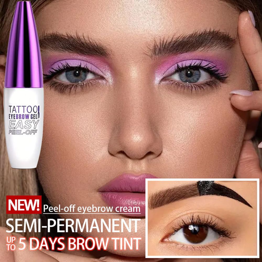 Peel Off Tattoo Brow Tint Gel - 2pcs Light Brown Eyebrow Kit, Waterproof, Transfer-Proof & Sweatproof, Quick Peel Formula for Natural Fuller Brows, Mother’s Day Gifts for Women All Skin Types