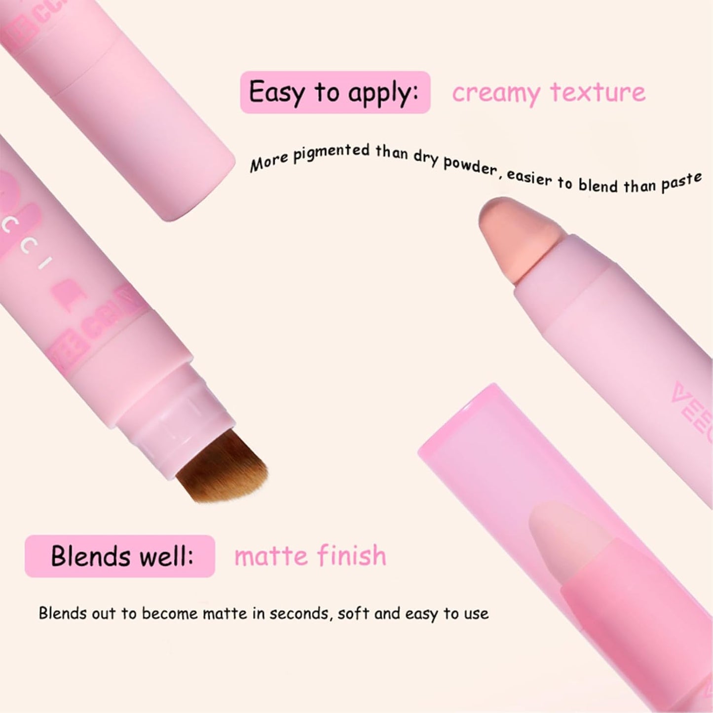 Contour Stick - Precise Stick for a Flawless Look with Brush, Moisturizing, Long-lasting Buildable Color for Easy Sculpting, Highly Pigmented Matte Finish, Ideal for Foundation & Concealer