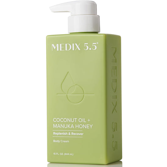 MEDIX Coconut Body Lotion + Manuka Honey Cream | Natural Coconut Oil Lotion For Women & Men | Moisturizer Cream Body Butter Skin Care Balm For Stretch Marks, Cellulite, & Dry Skin, 15 Fl Oz