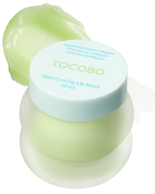 TOCOBO Mint Cooling Lip Mask – Korean Overnight Lip Treatment with Apple Mint, Tea Tree & Olive Oil – Soothing, Hydrating, Refreshing Balm – Soft Melting Texture, Fresh Herb Scent, 0.5 oz.