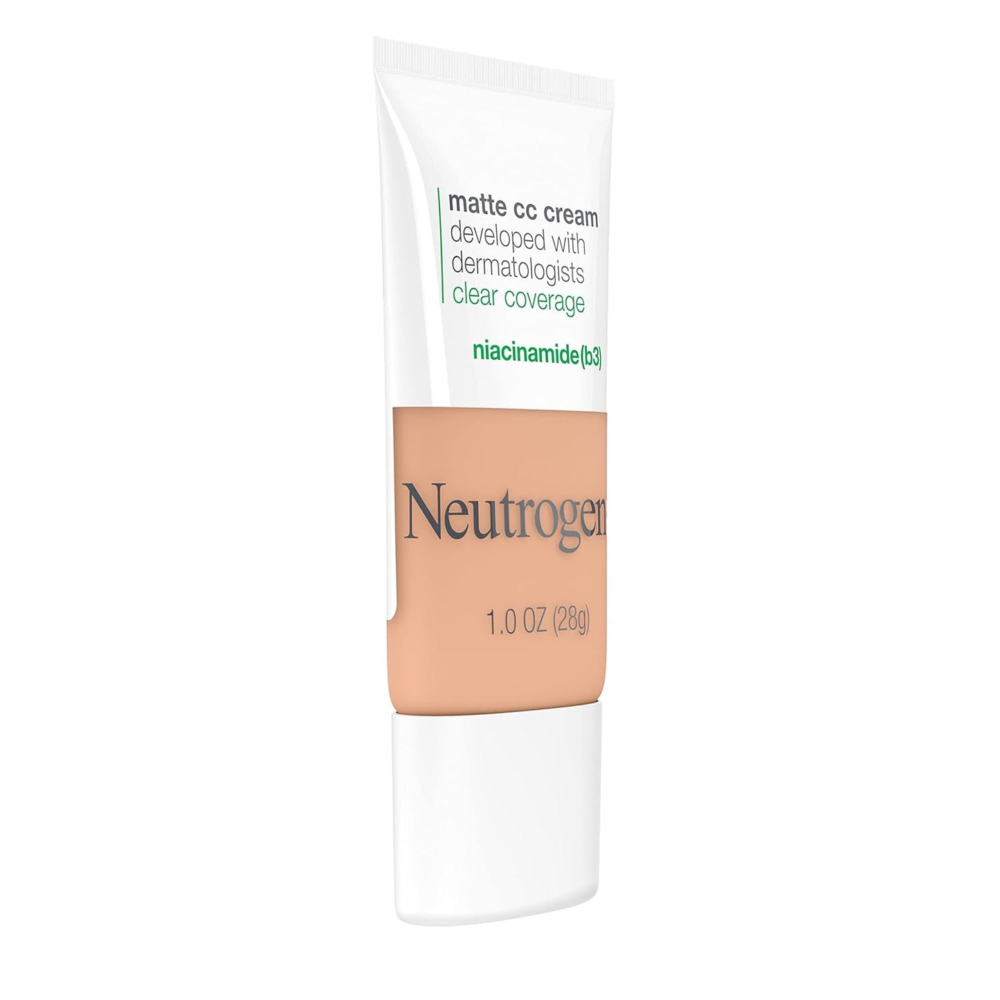 Neutrogena Clear Coverage Flawless Matte CC Cream, Full-Coverage Color Correcting Cream Face Makeup with Niacinamide (b3), Hypoallergenic, Oil Free & Fragrance Free, Sand, 1 oz