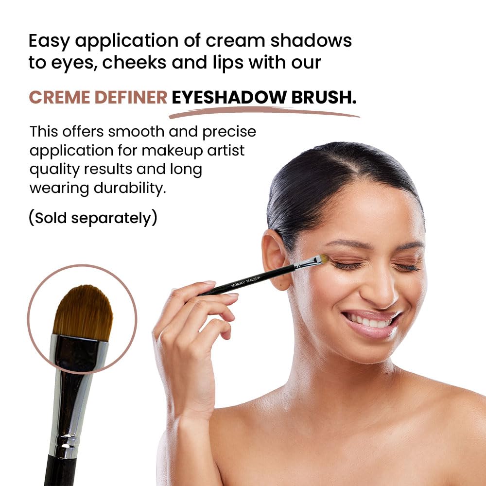 Mommy Makeup Any Wear Creme Eyeshadow - Waterproof, Crease-Proof, Long Lasting, High Pigment, Oil-free - Cream to Powder for Eyes, Cheeks & Lips (Golden Khaki)
