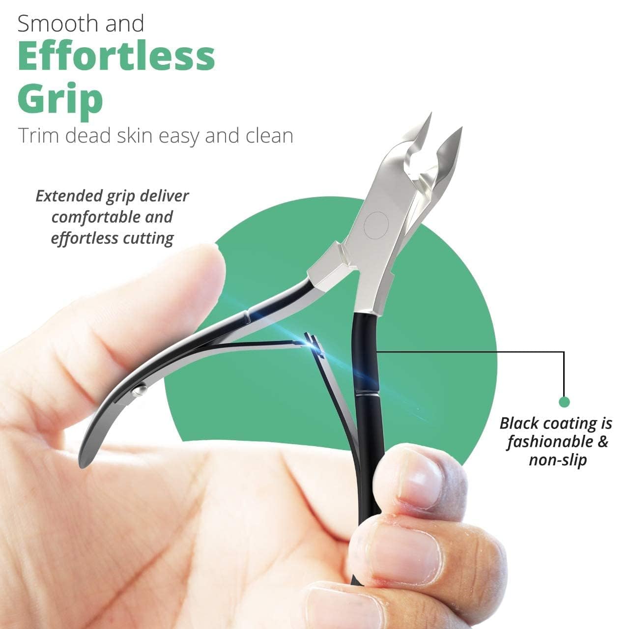 Professional Cuticle Trimmer Nail Cuticle Cutter Stainless Steel Cuticle Nippers with Sharp Blades of Cuticle Remover Clippers Manicure Tools Double Spring for Nail Care Pedicure Nail Tools (Black)