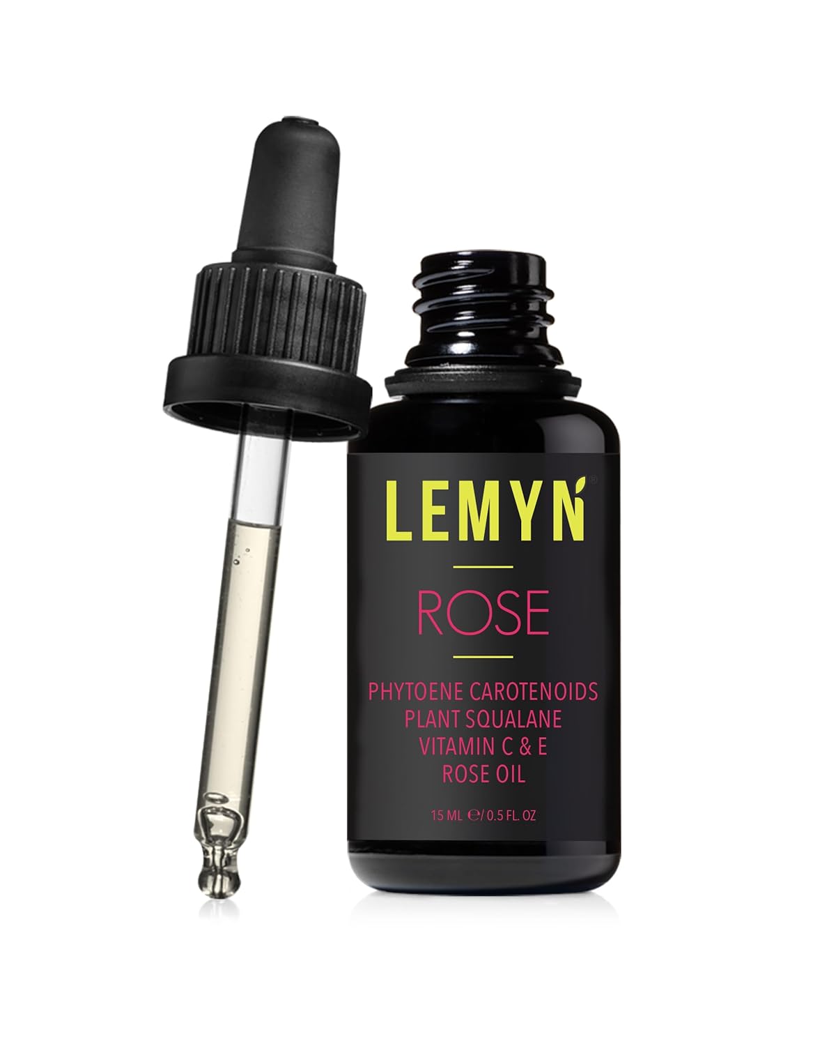 Squalane + Vitamin C Rose Oil Serum | Luxury Hydrating & Brightening Face Oil | With THD Vitamin C, Rosa Damascena & Carotenoids | Freshly Made in USA | 15ml