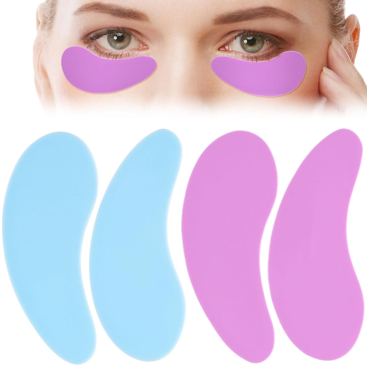 Under Eye Patches 2 Pairs, Silicone Reusable Eye Patches, Under Eye Mask for Skin Care Effect to Reduce Wrinkles and Fine Lines (Blue, Purple)