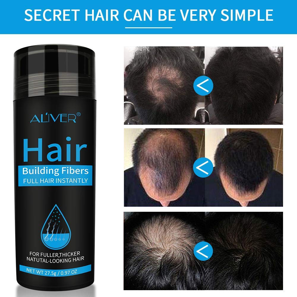 Aliver Hair Fibers for Thinning Hair Medium Brown - Undetectable Natural Formula - Thicker Fuller Hair in 15 Seconds - Conceals Hair Loss & Look Younger - Designed for Men & Women,0.97Oz