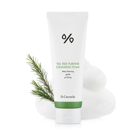Dr.Ceuracle by leegeehaam Tea Tree Purifine Cleansing Foam (150ml / 5.07 fl. oz.) - Gel to Foam Mild Soothing Daily Cleanser with Fine Bubbles, Sebum Reducing and Hydrating for Sensitive Skin