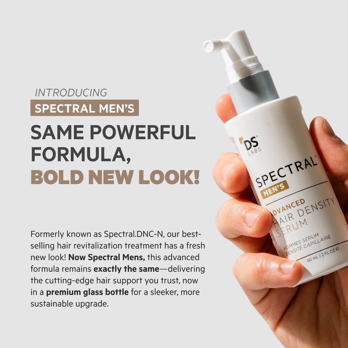 DS Labs Spectral Men’s Hair Density Serum (formerly Spectral.DNC-N), 60mL - Lightweight Leave In for Fuller Looking, Thicker Looking Hair, Fast Absorbing, Non-Greasy, For All Hair Types, (3 Pack)
