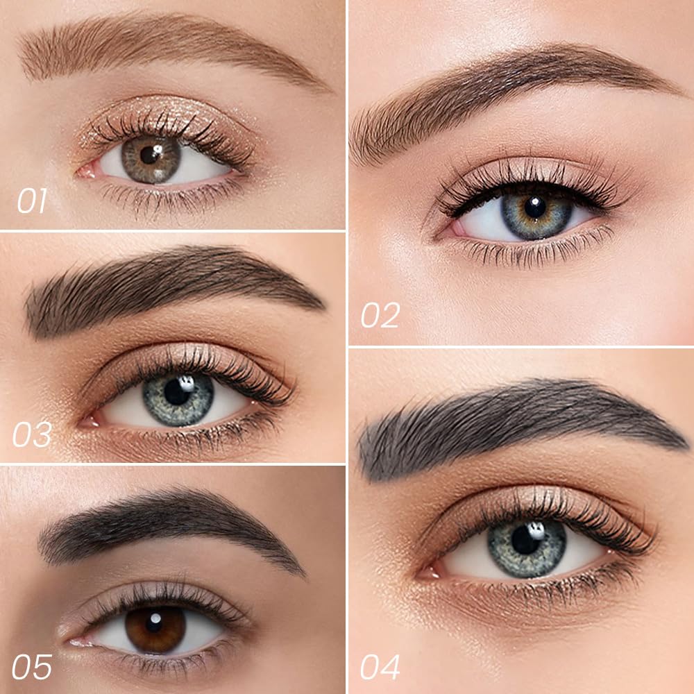 Kaely 2Pcs Eyebrow Pencils for Women, 4 Tip Magical Precise Waterproof Brow Pen, Microblading Eyebrow Contouring Pen, lapiz de cejas 3d Eye Brow Gel, 24h Smudge Proof,04 Grey