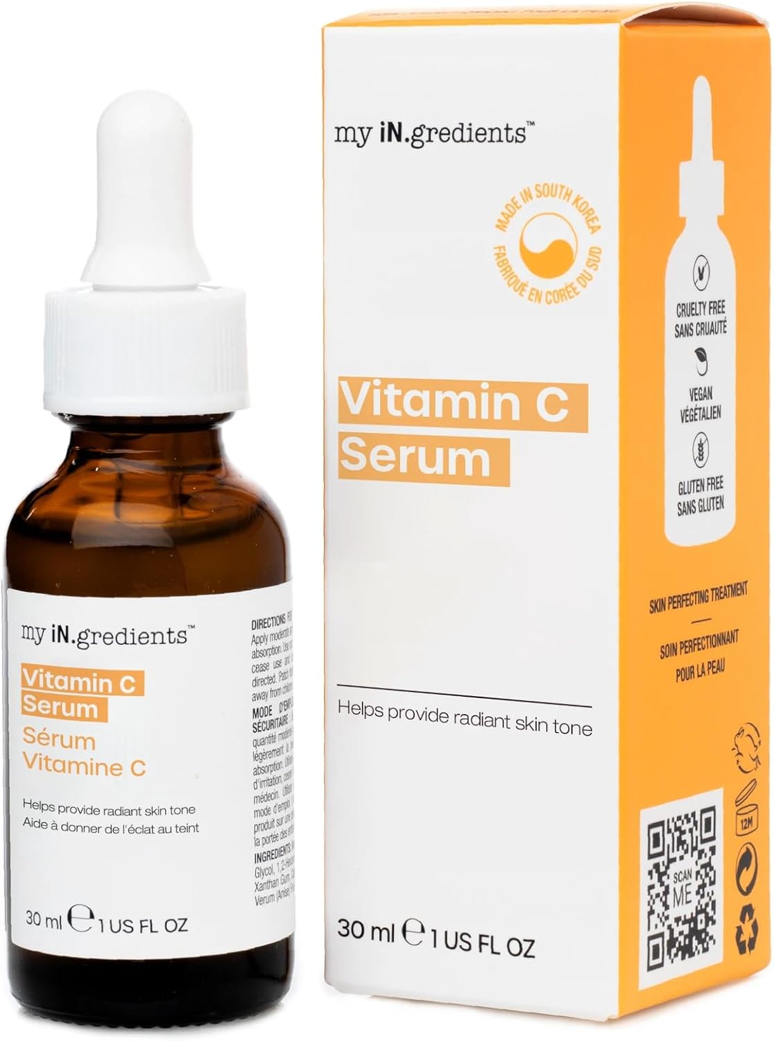 Masque Bar My Ingredients 12% Vitamin C Face Serum - Fades Age Spots, Pore Refining, Wrinkle Repair, Dark Circle Reduction, Hydrating, Even Skin Tone, Oil & Cruelty-Free Korean Skincare