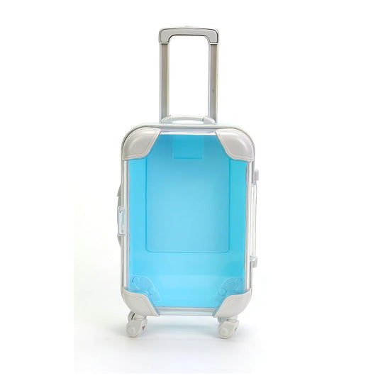 False Eyelash Storage Box, Portable Travel Organizer Mini Luggage False Eyelash Tray Makeup Tool (BLUE)