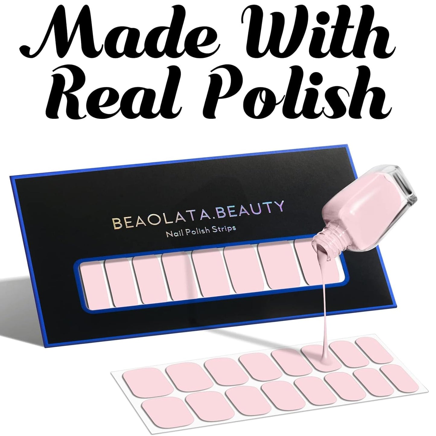 Nail Polish Strips, 32PCS Salon Quality Wraps, Long Lasting Gel Nail Stickers for Women Easy Apply& Remove (Light Blue Mint)