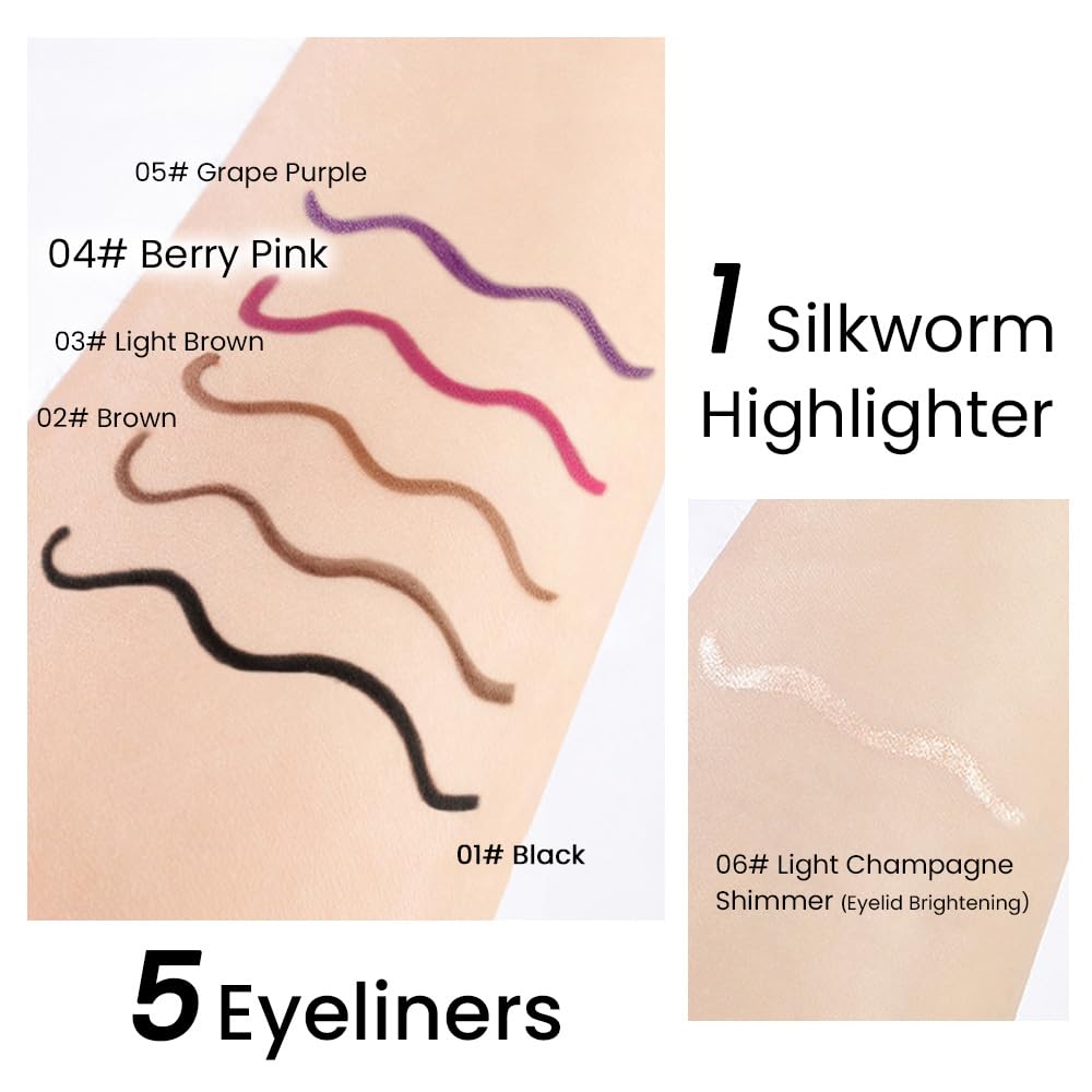 Kaely 1.5mm Skinny Gel Eyeliner Pencil,Berry Pink Cat Eye Liner Makeup Pen,Cream Smooth Eyeliner Crayon,delineador de ojos contra el agua,Waterproof Long Lasting 16 Hour Wear,Vegan & Cruelty Free,04