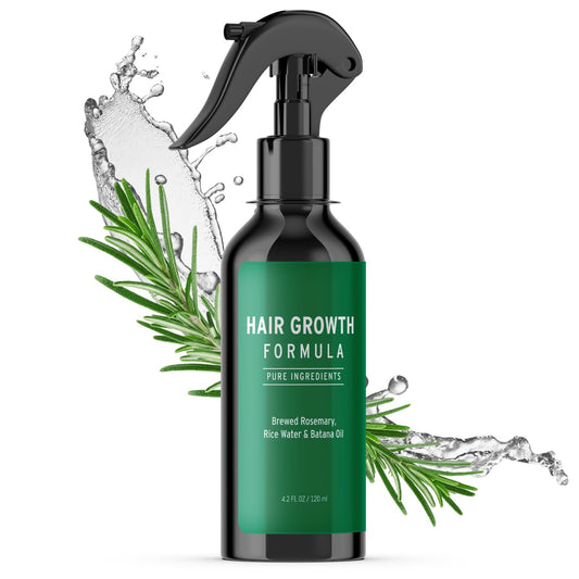 Rosemary Water Spray for Hair Growth, Rosemary Hair Growth Scalp Spray With Rice Water & Batana Oil, Biotin, Citrus Peel and Mint to Strengthen Strands and Promote Hair, 4.2 fl oz (Clear)