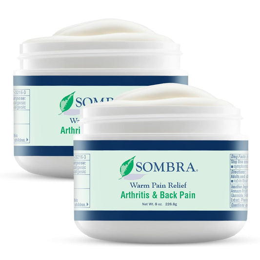 Sombra Warm Pain Relief Gel, Warm Relief for Arthritis and Chronic Pain Pre-Workout Muscle Rub Vegan Formula Free of Artificial Fragrances, Dyes, NSAIDs, Wax, Petroleum, Alcohol - 8oz (2 Pack)