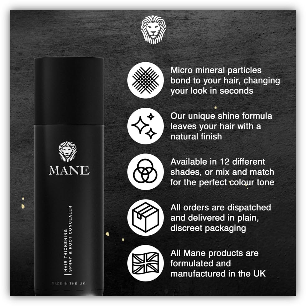 Hair Thickening Fiber Spray by Mane (100ml, Grey)
