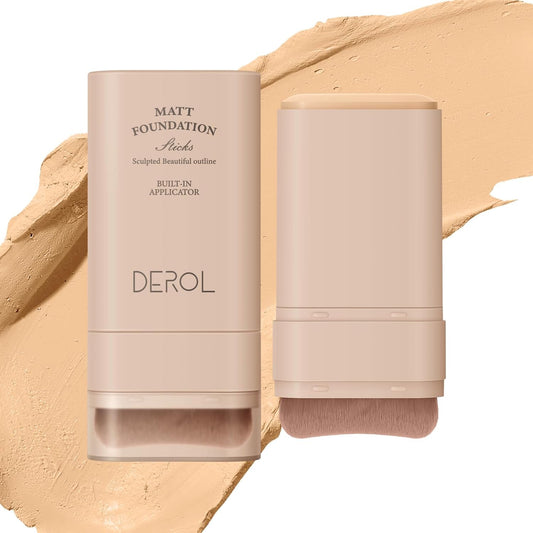 Multi-Use Foundation Stick Makeup with Brush,High Coverage Blendable Lightweight Contour Stick,Waterproof Flawless Natural Finish Creamy Foundation Makeup,Longwear Face Makeup Stick(#1)