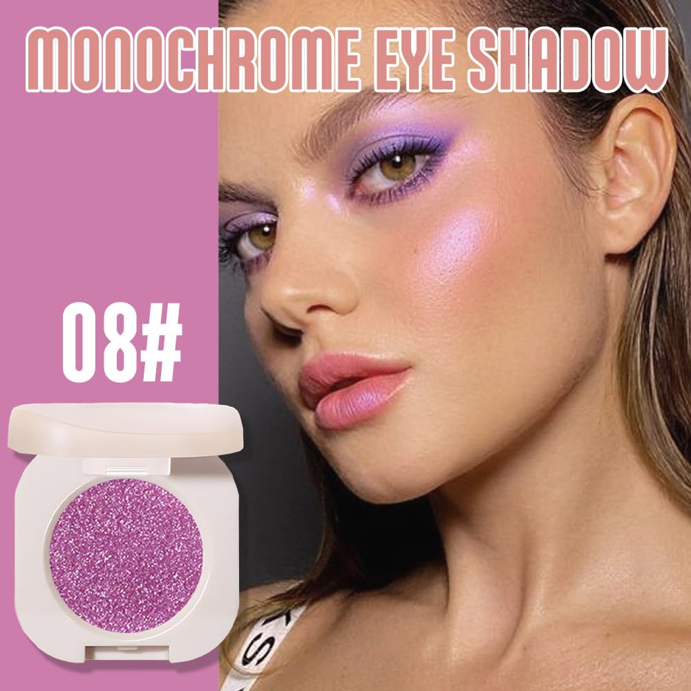 Pressed Single Glittler Eyeshadow Palette, Purple Glitter eyeshadow For Old Women, Pigmented Waterproof Sombras Para Ojos, Single Pressed Powder Vegan, Talc, Paraben & Cruelty Free(08)