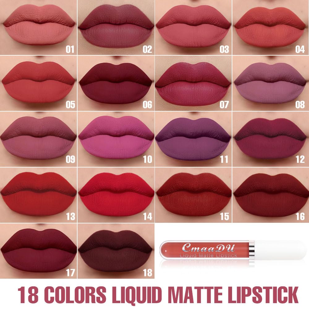 evpct 1Pcs Scarlet Red Liquid Matte Lipstick Lipgloss Set for Women, labiales mate 24 horas originales matte larga duracion 24 Hour Lipstick Lip Stains Long Lasting Waterproof 24, 05#