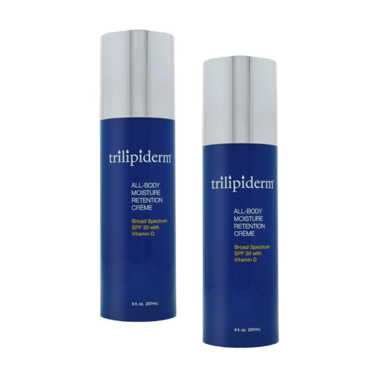 Trilipiderm Moisturizing Sunblock 8oz All Day Hydration for Body and Face, Vitamin D Enriched Broad Spectrum Sunscreen, Two Pack
