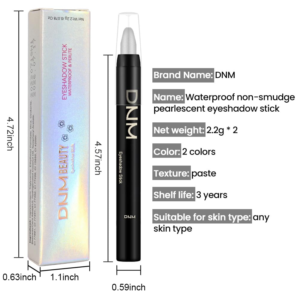 Kaely 2Pcs Cream Eyeshadow Stick Set for Eyes,Dazzling Grey & Silver Shimmer Pen,Eye Brightener Halloween Makeup,sombras para ojos,Smooth Eye Shadow Highlighter Crayon Pencil Waterproof,02+16