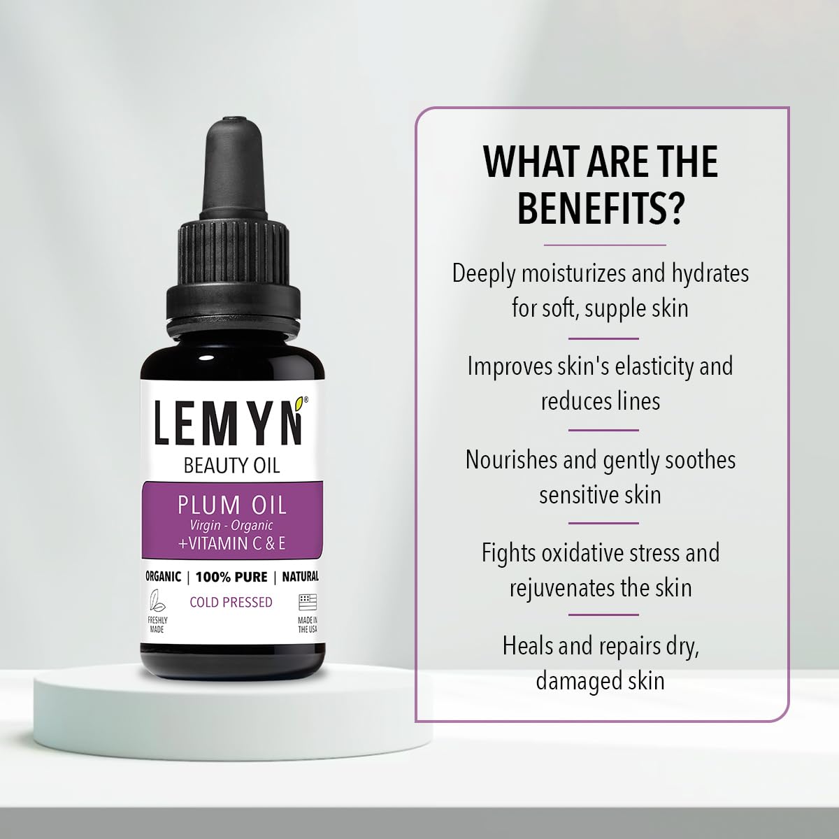 Plum Kernel Face Oil |Supercharged with Vitamin C & E | Freshly Made | Luxurious Hydration & Glow | Organic & Natural | Handcrafted Freshness from Santa Barbara, CA