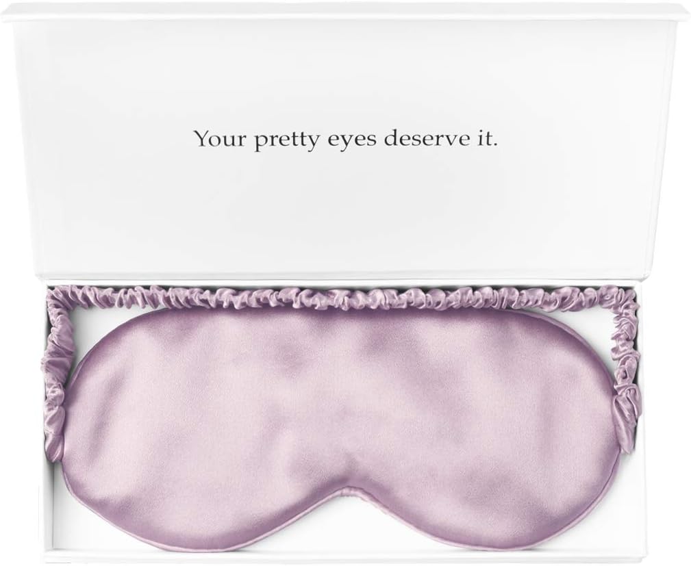 Silk Sleep Mask Light Blocking Luxury 100% Mulberry 19mm Silk Eye Mask Eye Cover Blindfold Ultra Soft Light & Comfy Anti Aging Skin Care with Travel Bag Gift Package