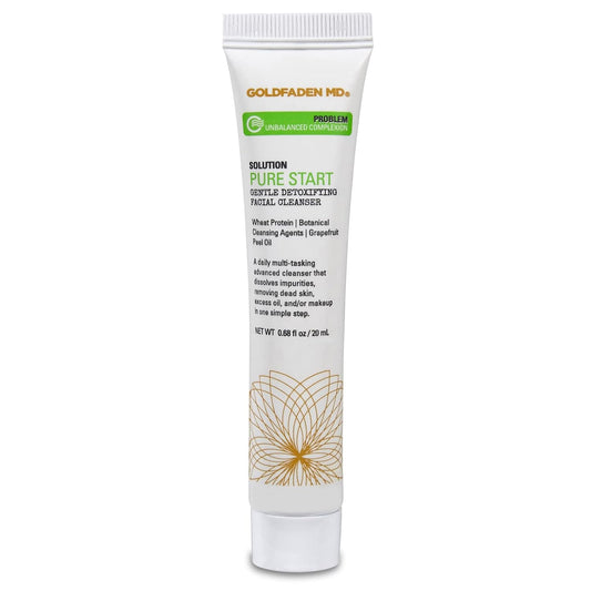 GOLDFADEN MD Pure Start Gentle Detoxifying Natural Facial Cleanser Grapefruit Peel Oil, Organic Red Tea Extract, Seaweed Extract, Rose Hip Seed Oil TRIAL .67 Fl Oz