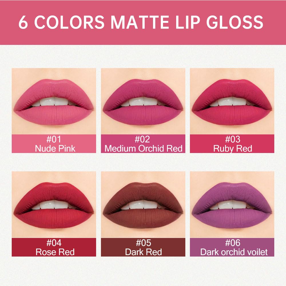 evpct 2Pcs Rose Red Matte Lip Liner and Lipstick Lip Gloss Pencils Makeup Set Kit for Women Long Lasting Waterproof