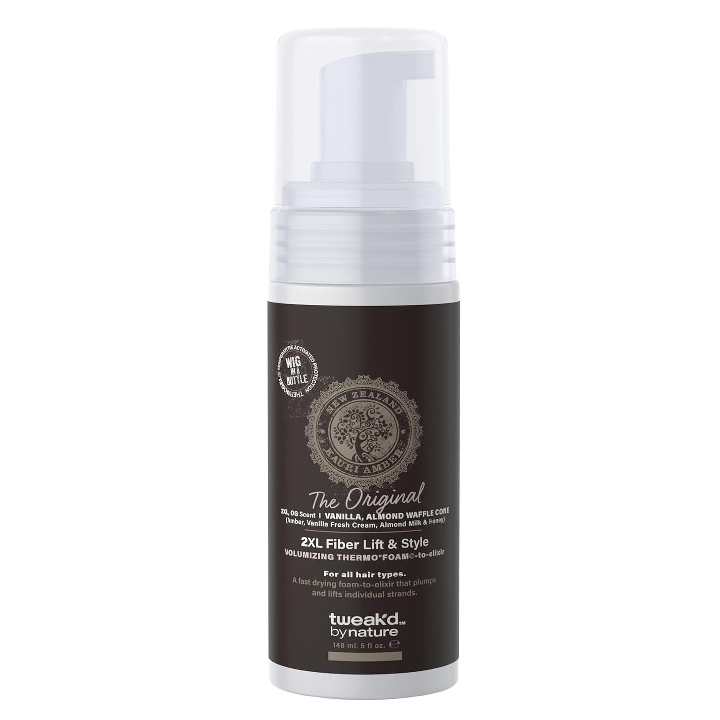 Tweak’d by Nature - 2XL Fiber Lift & Style Volumizing Foam, Styling Foam and Mousse for Hair Volume, Heat Protectant, Hydrating for Long-Lasting Softness, Cruelty Free (5oz)