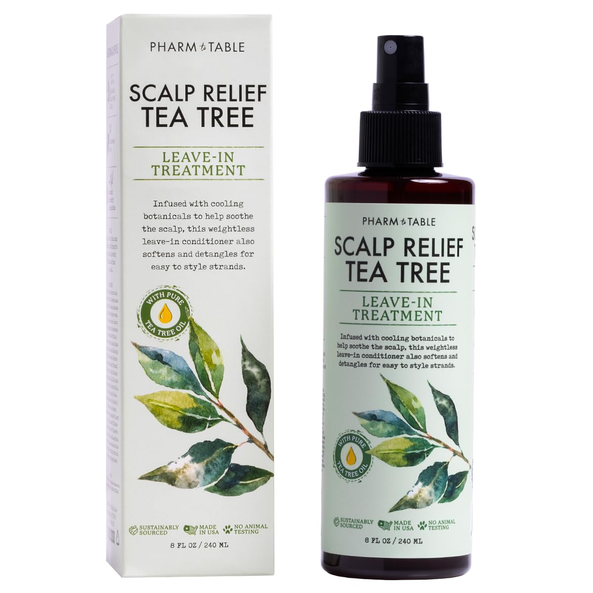 Leave In Conditioner Spray - Tee Trea Scalp Treatment - Anti-Dandruff and Dry & Itchy Scalp treatment, Hydrating & Medicated Formula for Psoriasis and Scalp Care - Detangles & Nourishes Hair.