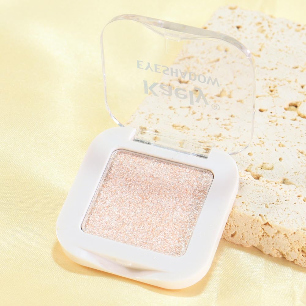 evpct Pear White Shimmer Single Eye shadow Palette Makeup for Older Women, Glitter Sparkly Pearl Shimmer Cream Eyeshadow Palette Brightener Make up, High Pigment Waterproof Monochrome Mini Eyeshadow