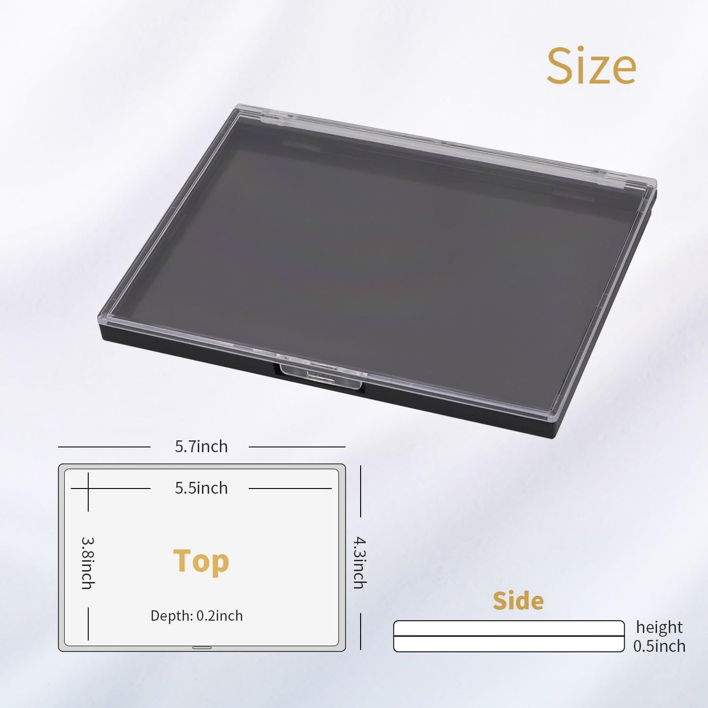 Magnetic Makeup Palette with Clear Top, Empty Eyeshadow Pan Dispensing Storage Box with 40Pcs Adhesive Metal Stickers for DIY Cosmetics Lipstick Blush Powder(Medium Palette - 5.7"x4.3")
