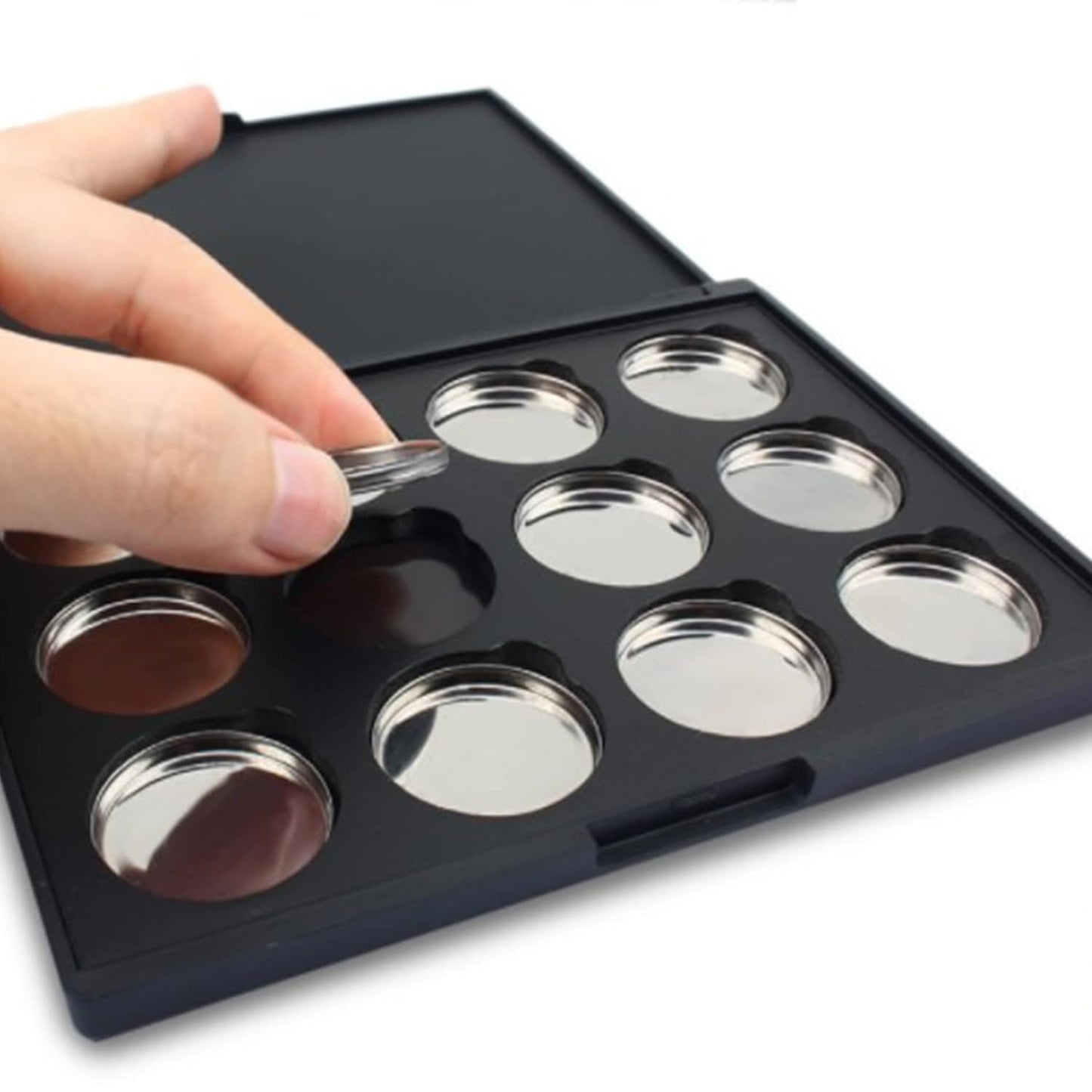 Empty Magnetic Eyeshadow Palette Eyeshadow Case DIY Makeup Palette Makeup Container Organizer, Fit 26mm Round Metal Pans (12 Grids)