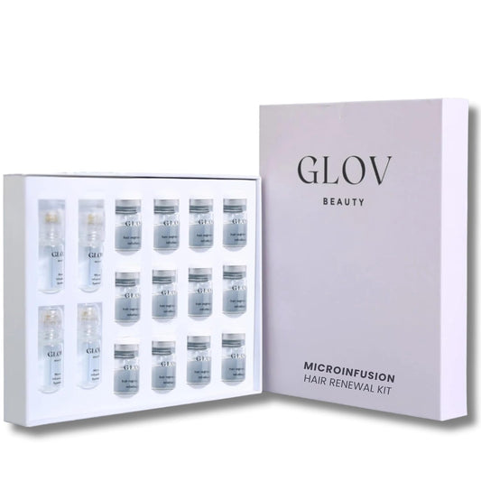 Micro Infusion Hair Renewal Kit - with Hyaluronic Acid, Peptide & Botanical Serum Ampoules - Helps Promote Fuller, Hydrated Strands - 0.25mm Stamp for Scalp Care