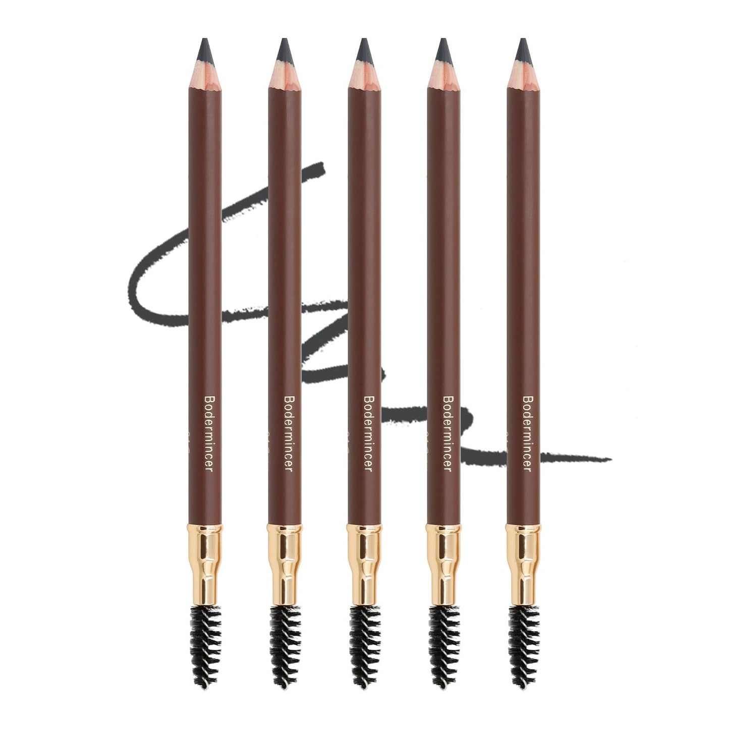 Bodermincer Eyebrow Pencil Longlasting Waterproof Durable Automaric Liner Eyebrow 5 Colors to Choose (5pcs, 4# Grey)
