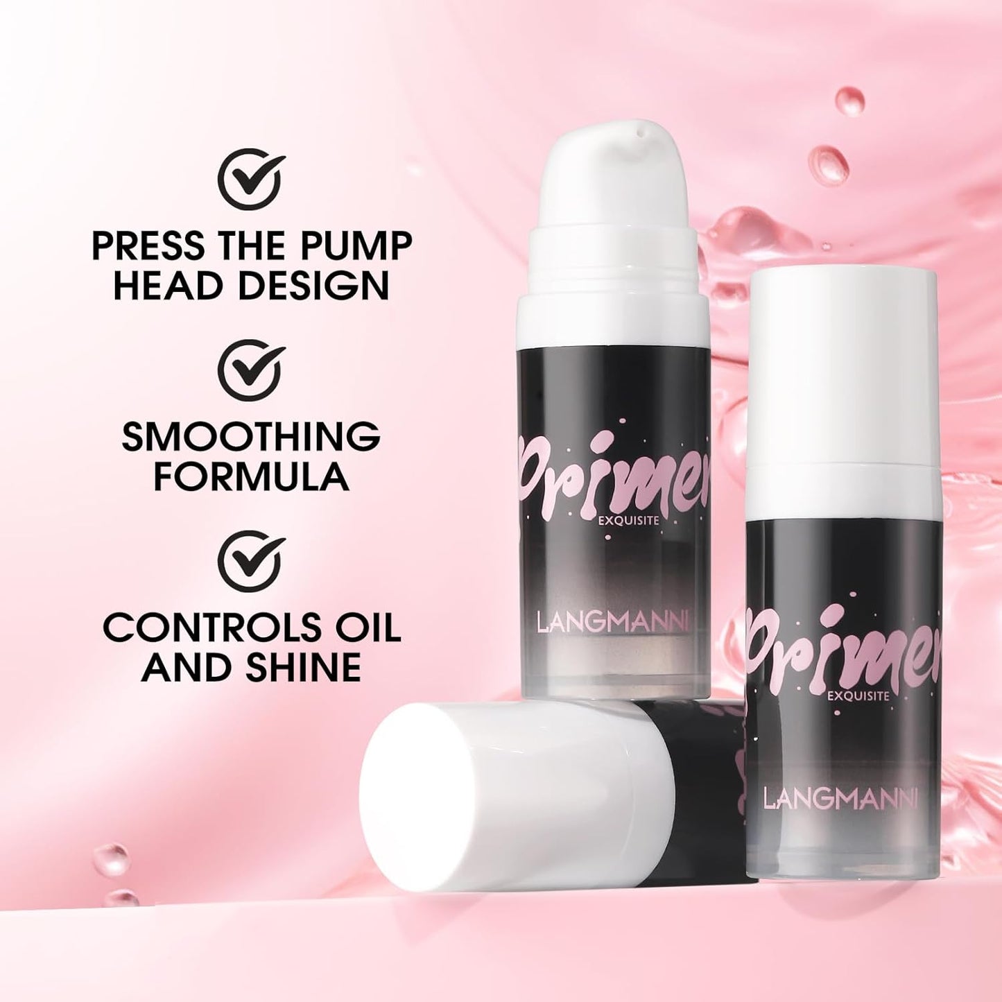 LANGMANNI Matte Grip Face Primer, Transparent Skin Perfecting Hydrating Primer,Unique Smooth Gel-Based Primer Essential For Longlasting Perfection Face Makeup (0.33 Fl Oz, 2)