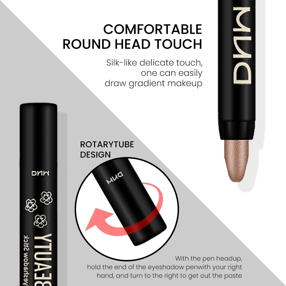 evpct Bronze Gold Shimmer Cream Eye Shadow Brightener Sticks Set for Eyes, Bronze Gold Shimmery Matte Pencil Eye shadow Applicator Stick Pen Palette Makeup Waterproof sombras en crema para ojos 05#