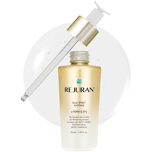 REJURAN® Dual Effect Ampoule, DOT DUAL c-PDRN® [Larger Size] - Salmon DNA Face Serum for Deep Rejuvenation, Wrinkle Care, Skin Elasticity with Visible Anti-Aging Results. Korean Skincare (1.69 fl oz)